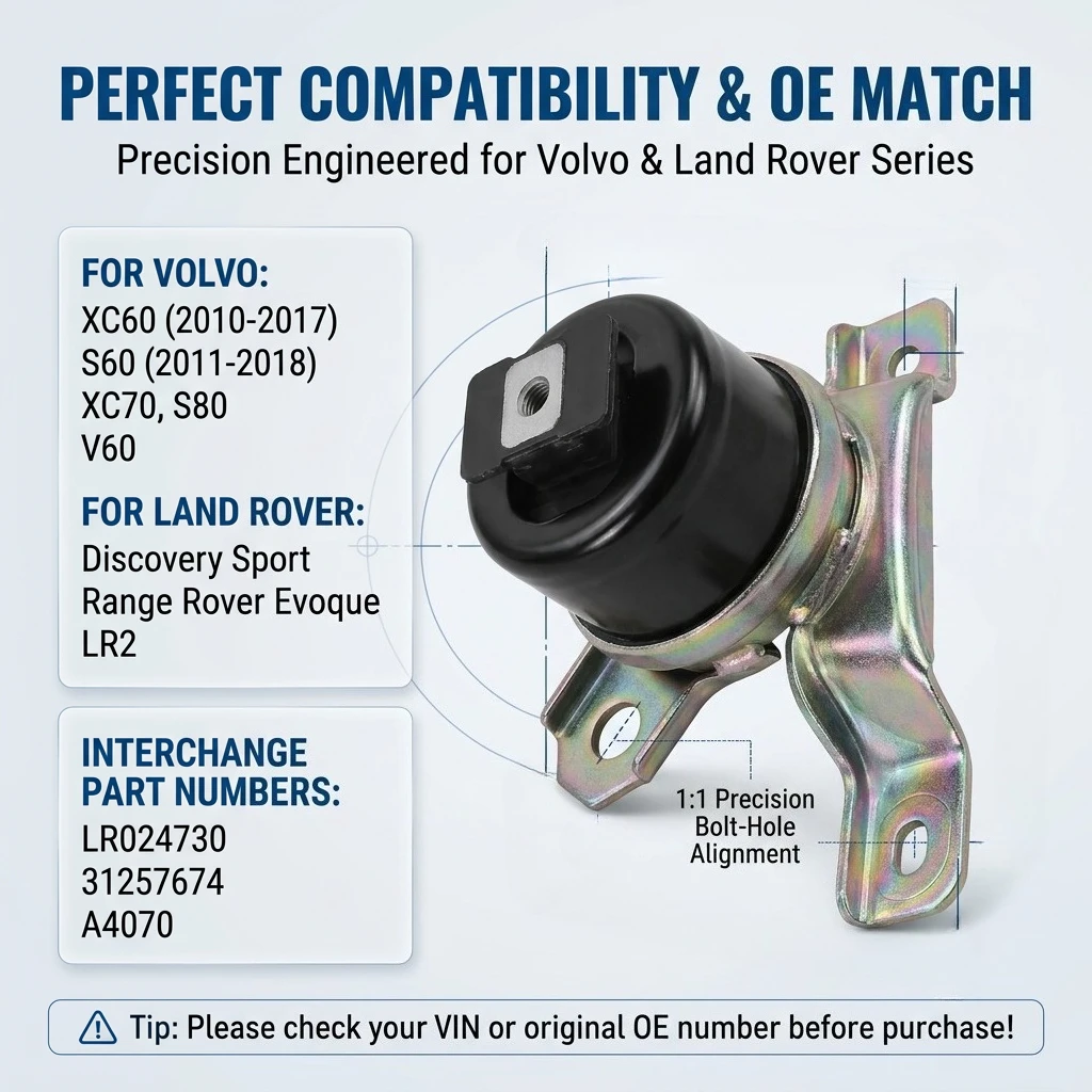Front Passenger Engine Motor Mount LR024730 31257674 For Volvo XC60 S60 XC70 S80 For Land Rover LR2