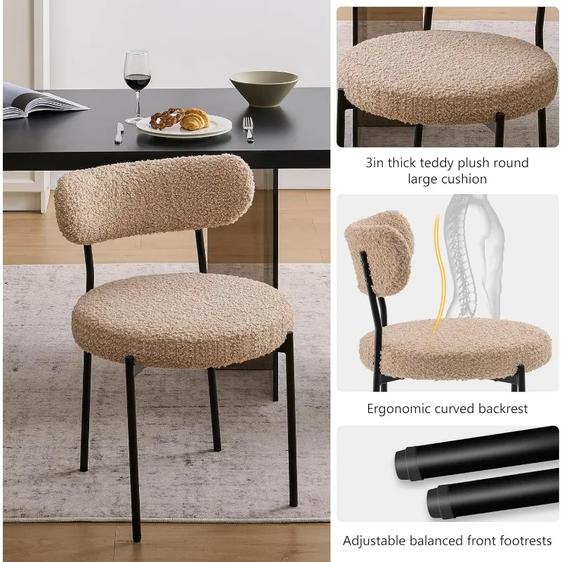 Conjunto de 4 cadeiras de jantar - Cadeiras modernas de cozinha e sala de jantar em preto e branco - Cadeira de jantar estofada confortável