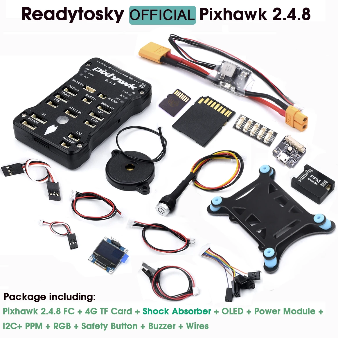 Pixhawk 2.4.8 PX4 PIX 32 Bit Flight Controller / M8N GPS / Telemetry Module / Safety Switch Buzzer RGB I2C 4G SD OSD / OLED