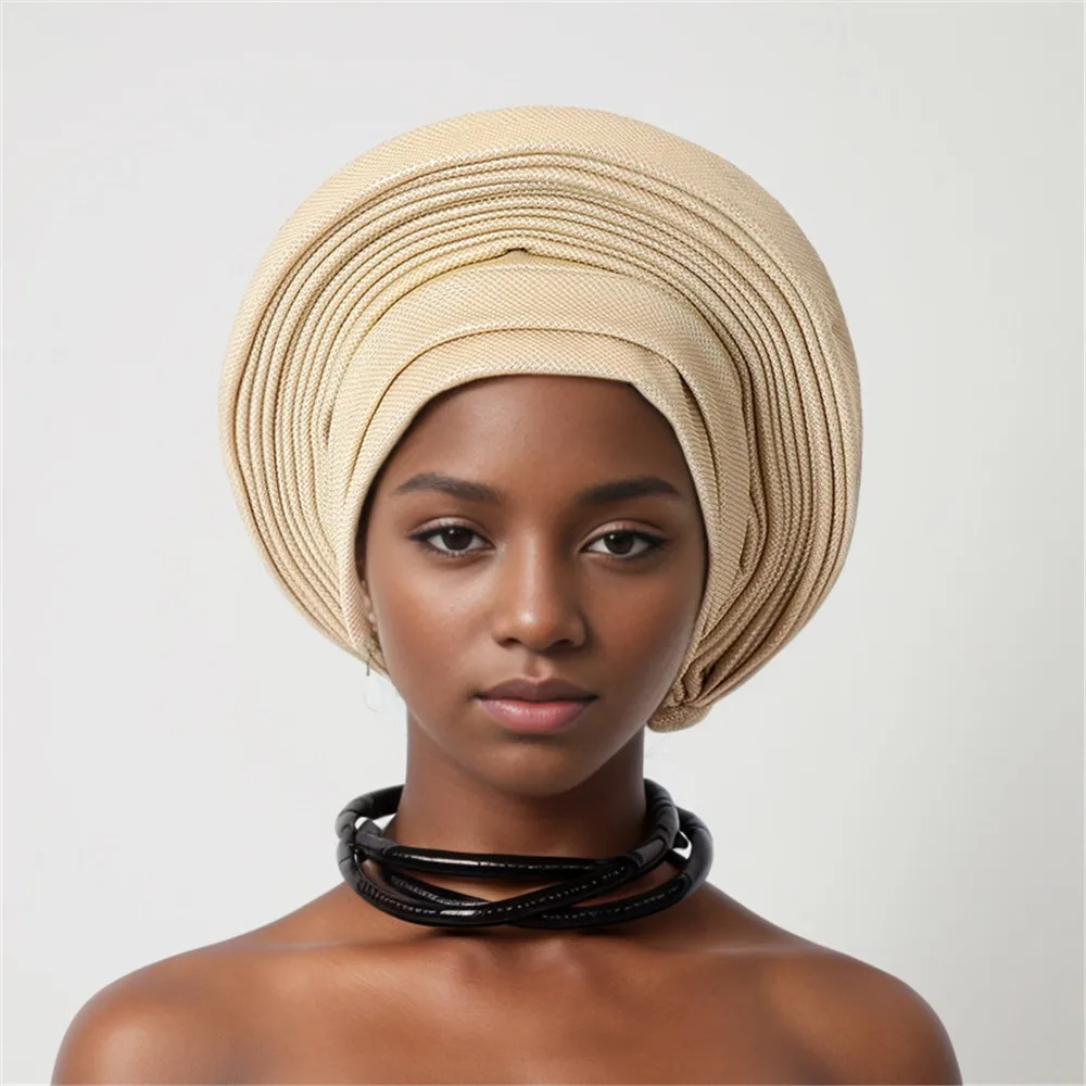 Nigeria Head Ties Wedding Party Headgear Elegant African Headtie Turban Already Made Women\'s Auto Gele Female Head Wraps