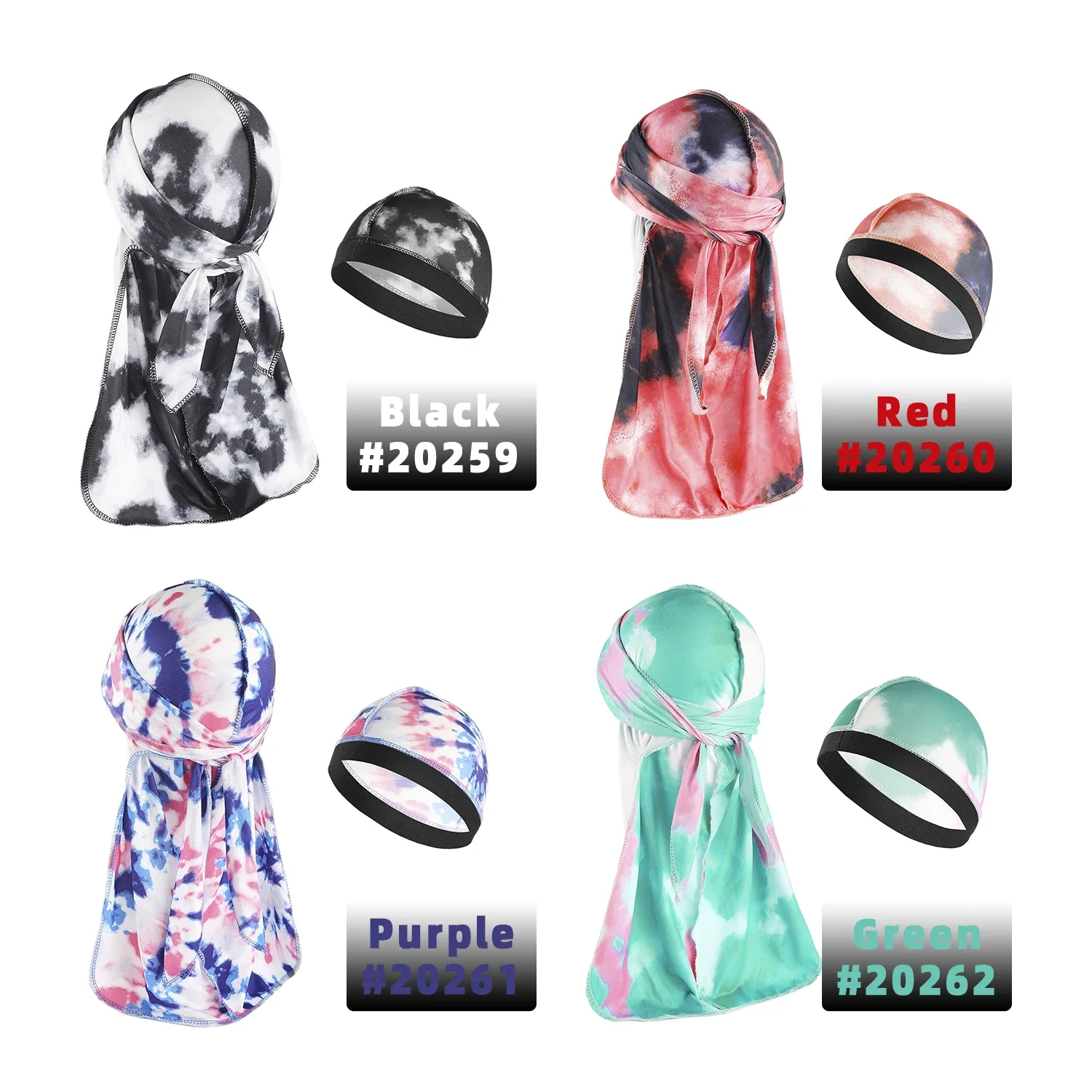 Modische Camouflage Herren Seiden-Durags Turban Bedruckt Unisex Seiden-Durag Kopfbedeckung Bandanas Stirnband Haaraccessoires Piratenhut Wellenmuster Tücher – Detail 1