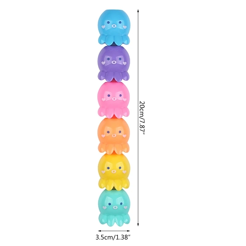 5 Vibrant Colors Mini Highlighters Octopus Shaped Scribble Pen for Boy Girl Students Studying Reading Drawing Doodling