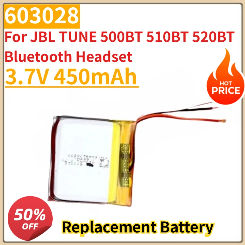 

New 603028 Battery 3.7V 450mAh for JBL TUNE 500BT 510BT 520BT Bluetooth Headset