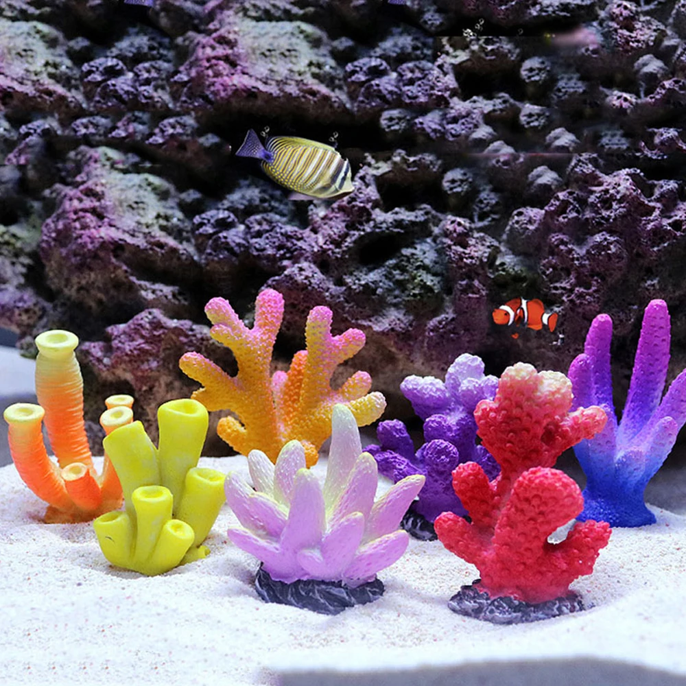 Resin Coral Decoration Colorful Fish Aquarium Decoration Artificial Coral for fish Tank Resin Reef Rock Lanscaping Ornaments