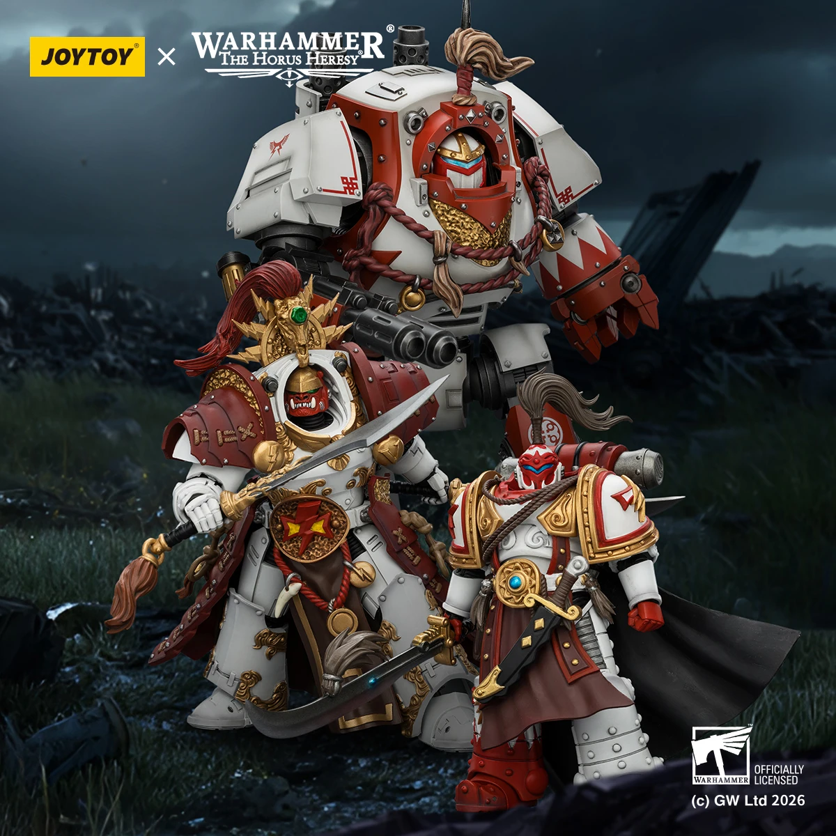 

HIPLAY JOYTOY Warhammer 40,000 White Scars Qin Xa Hibou Khan Contemptor Dreadnought 1/18 Scale High-Precision Action Figure