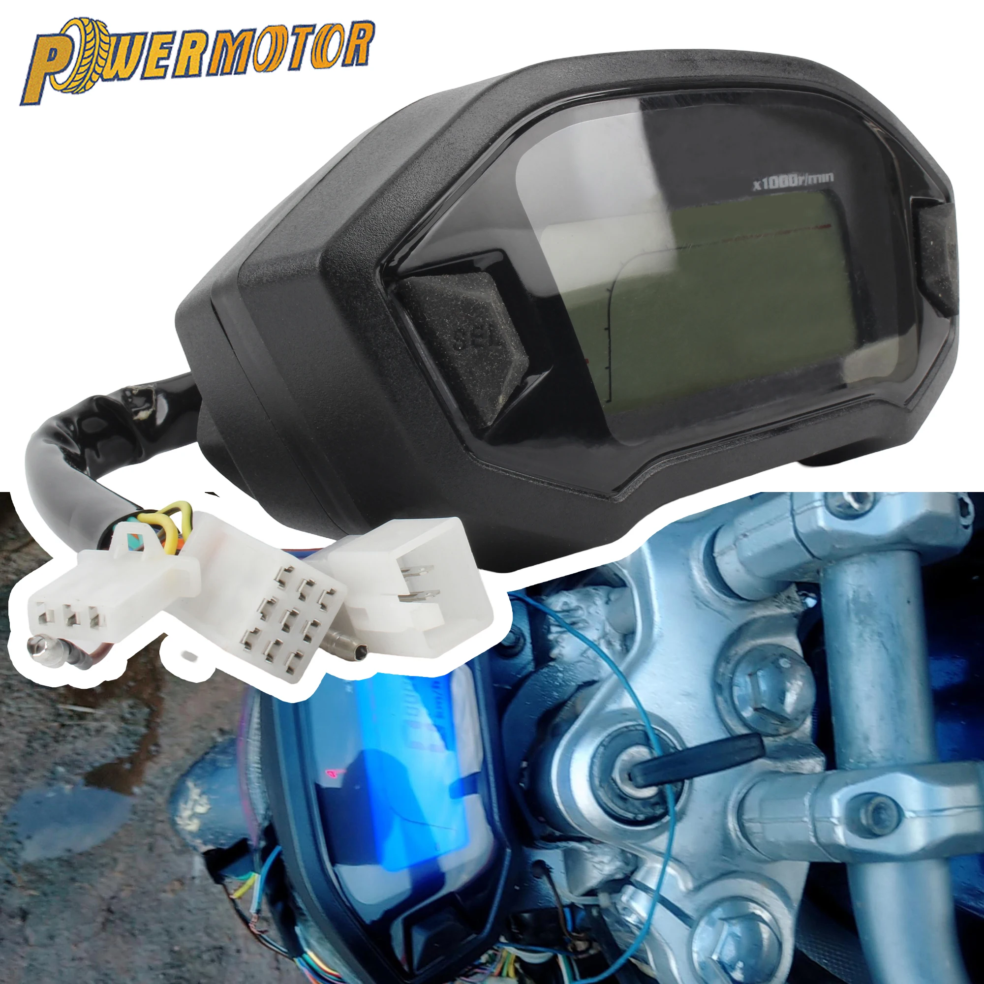 

Motorcycle LCD Display Speedometer 10000RPM for 2-4 Cylinde Vehicle Turn Signal Light Indicator Voltmeter Oil Gauge Modified