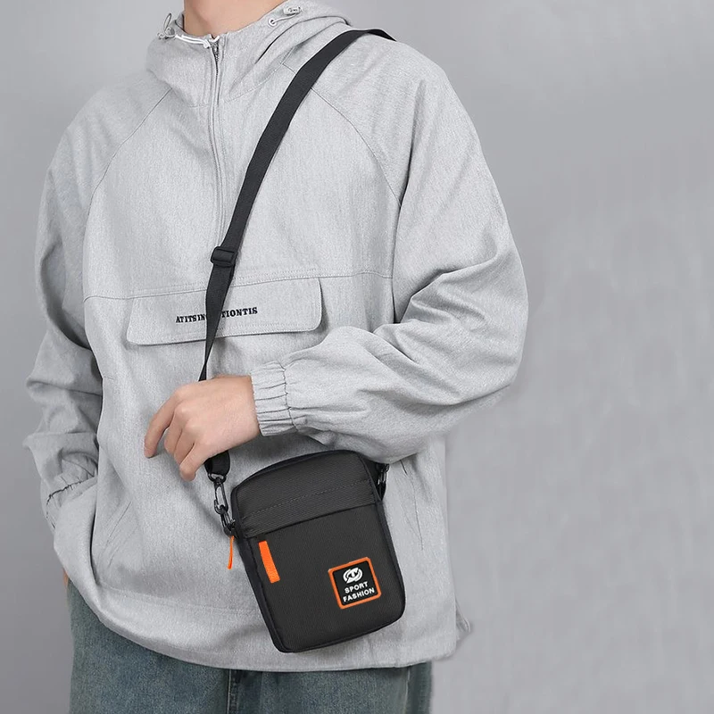 Herren-Umhängetasche mit mehreren Reißverschlüssen, trendigem Farbkontrast und lässigem Messenger-Stil – Detail 9