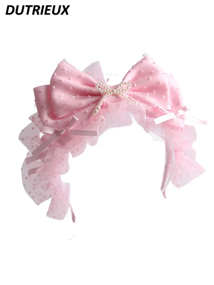 Acessórios de cabelo estilo Lolita originais para mulheres, rosa Showa Cruz, Headwear, chapéu, Headband, manga de mão, doce, bonito, novo