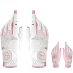 PGM Golf Women's Gloves Super Fiber Cloth Breathable Exposed Fingers Wear resistant Anti slip Color blocking Soft Durable ST031