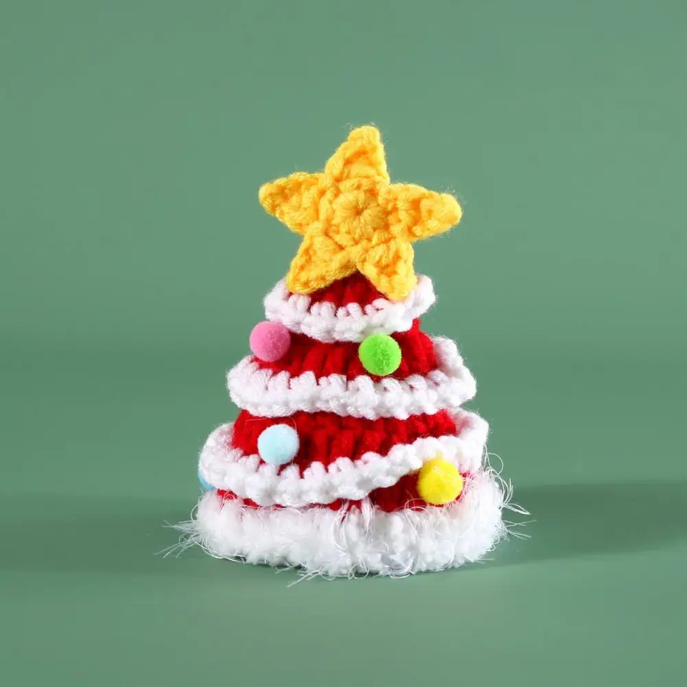 Corbatas para mascotas con estilo, conjunto de disfraz navideño tejido a mano para mascotas, Collar para perro, sombrero, Collar de punto, bufanda, sombrero de Papá Noel, Cosplay para nuevo para perros