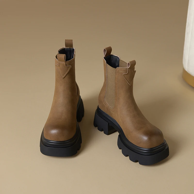 AIYUQI 2025 New Women's Chelsea Boots Thick-soled Slip-on Women Chimney Boots Large Size Fashion female Ankle Boots