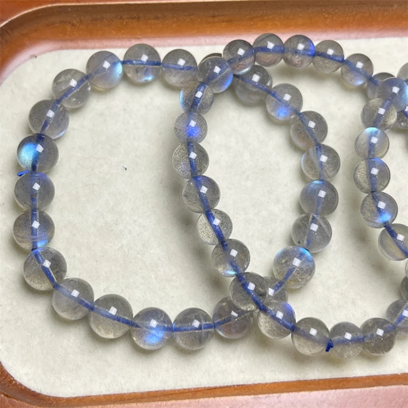 Natural Blue Gray Moon Stone Bracelet Fashion Crystal Gemstone Woman Amulet Jewelry Healing Healing Gift 1pcs 7/8MM