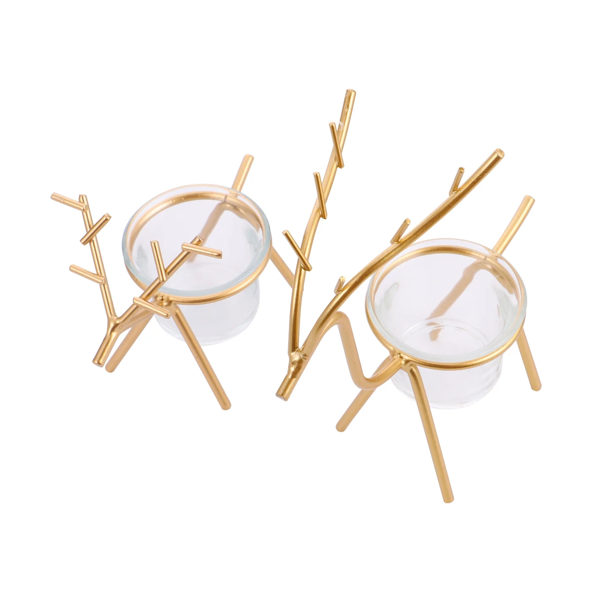 

2 Pcs Deer Candlestick Vintage Holders Decor Desktop Candlesticks Wrought Iron Centerpiece Decoration Light