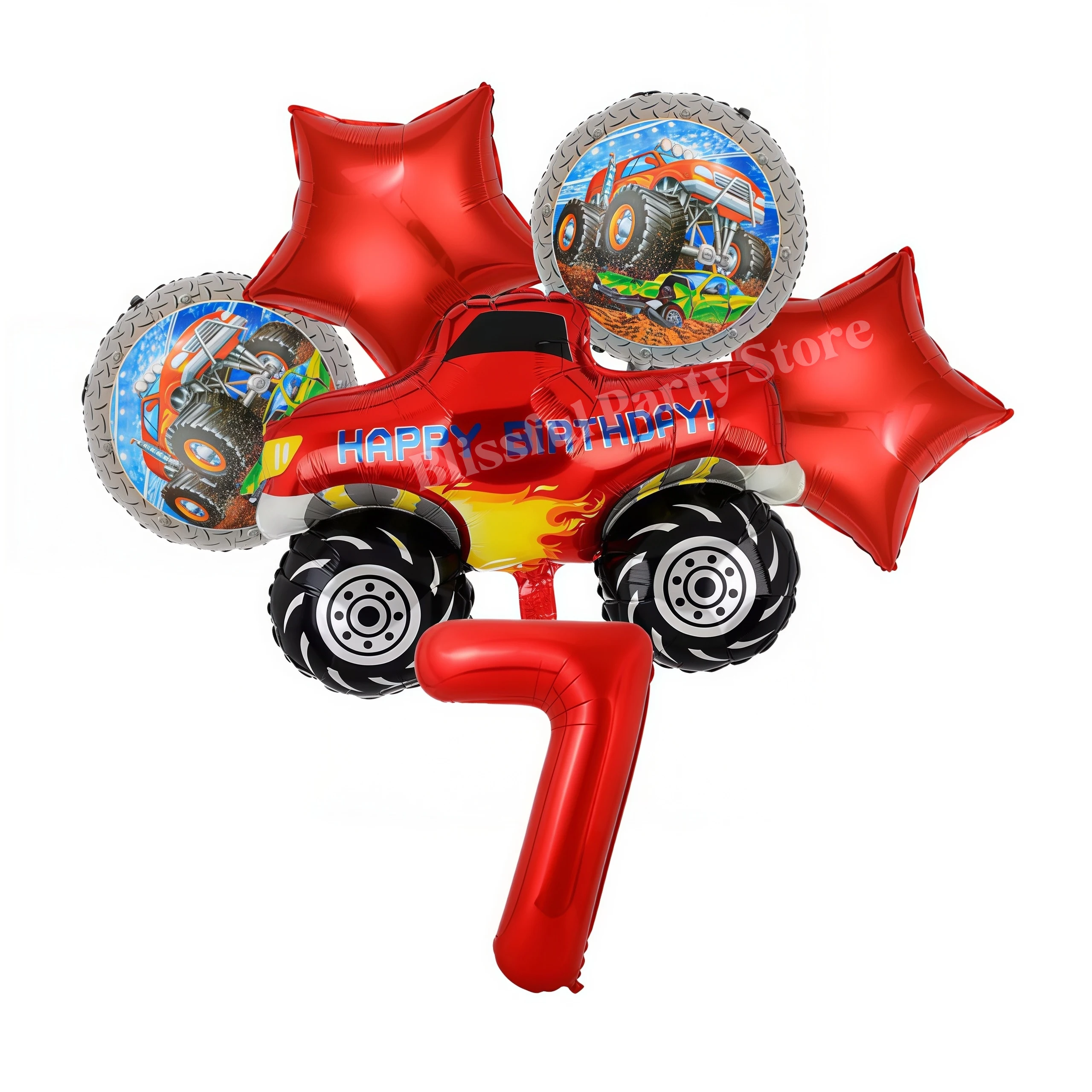 Monster Truck Party-Zubehör Jungen Rennwagen-Party-Dekorationen Teller Becher Luftballons Banner für Kinder Jungen 2. Geburtstag Party-Dekorationen – Detail 33