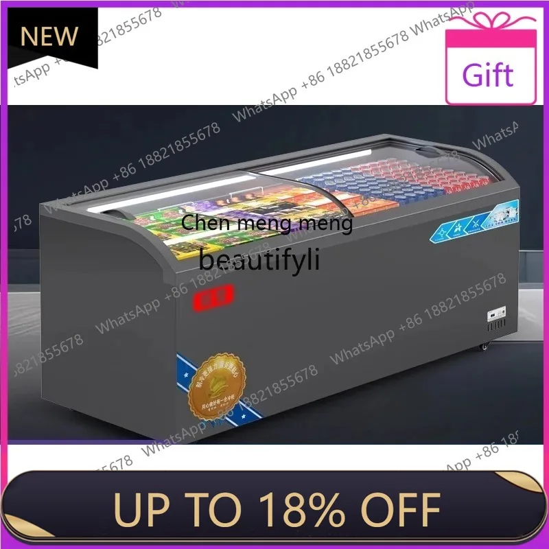 

Z189 a56 Supermarket Horizontal Refrigerated Large Capacity Frozen Display Cabinet Ice Cream Display Cabinet Commercial Convenie