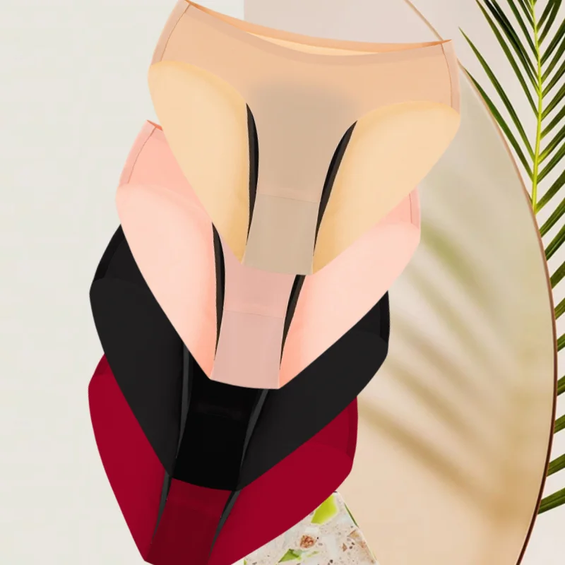 

4 шт. герметичные менструальные трусики для женщин, дышащее нижнее белье, герметичная однотонная трикотажная ткань, добавлен комфорт во время