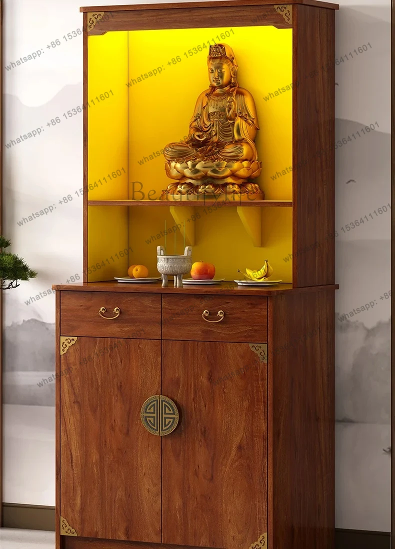 Buddhist niche vertical cabinet household with door Buddha statue offering table offering table