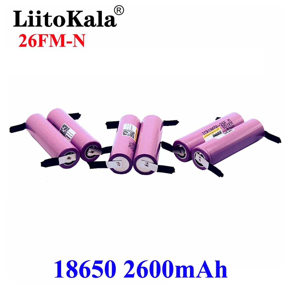 

LiitoKala 18650 Rechargeable Battery 3.7V 2600mah ICR18650-26FM High Drain 20A For Headlamp Torch Flashlight Power Bank