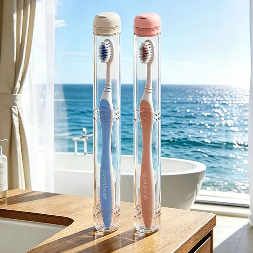 Transparent Travel Toothbrush Case Ventilation Hole Detachable Toothbrush Holder Dustproof Washable Toothbrush Storage Case