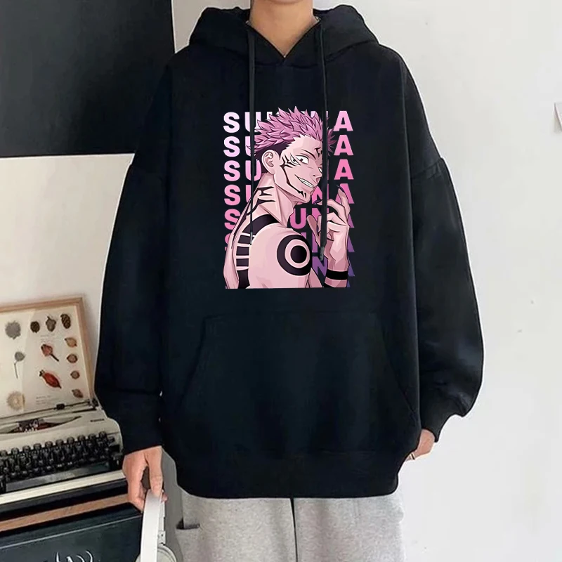 Fashion Unisex Hoodies Anime Ryomen Sukuna Printed Hooded Seatshirts Streetwear Casual Pullover Tops