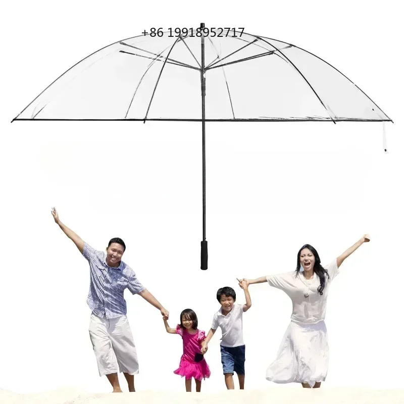 180CM Extra Large Transparent Umbrella Professional Storm Umbrellas Reinforce Long Handle Waterproof Rain Gear JJ671