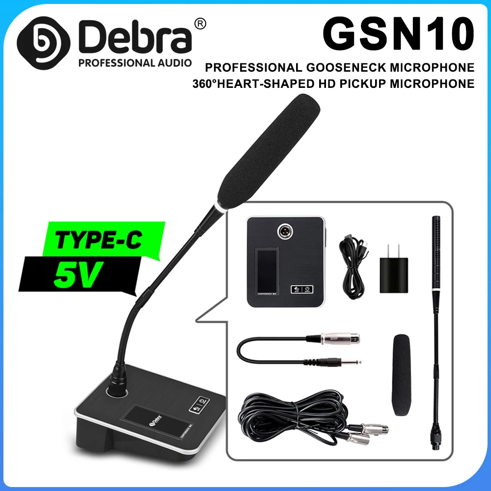 GSN10 professional desktop microphone, gooseneck dynamic microphone, anti-interference, no delay, for meetings, webcasting