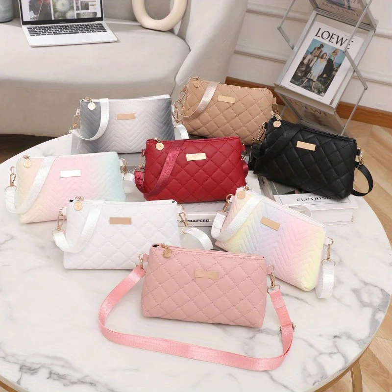 

New stylish simple versatile small square bag solid color shoulder messenger bag fashionable exquisite small underarm bag travel