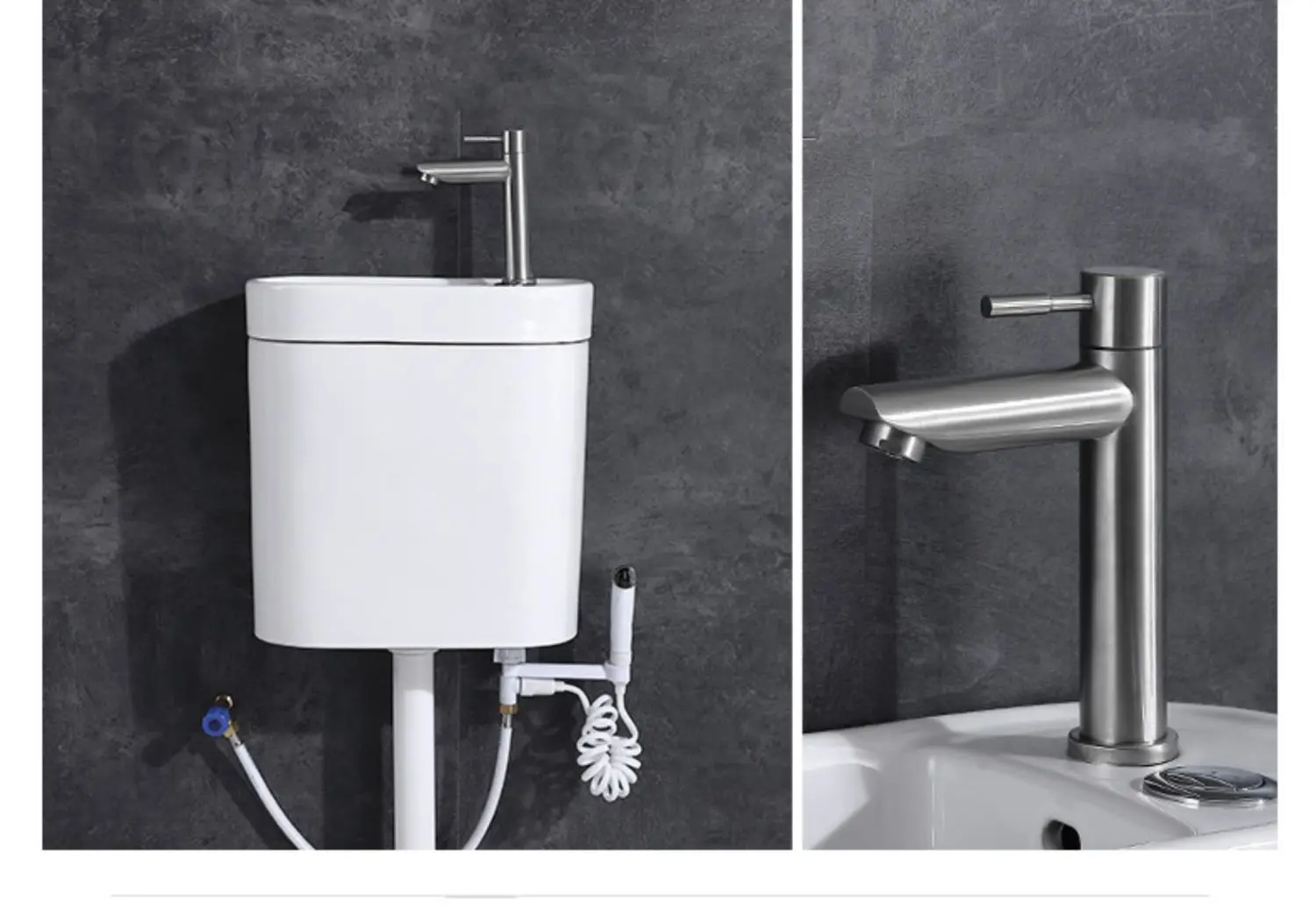 Small-sized all-ceramic toilet with washbasin faucet water tank squatting toilet flushing water tank