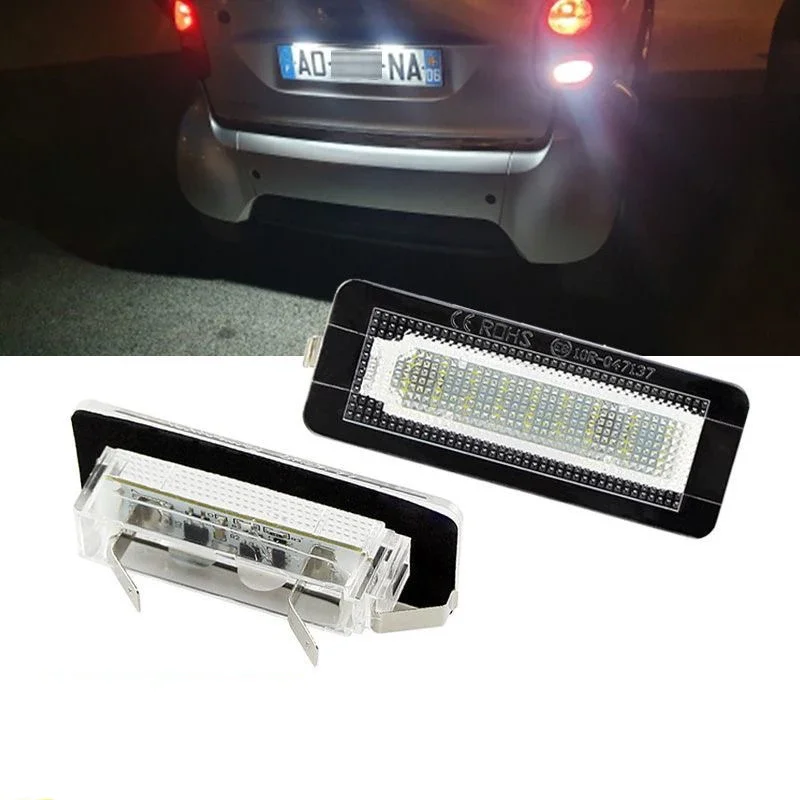 

2PCS Car Accessories LED License Plate Light Lamp White Number Lamps for BENZ Smart Fortwo W450 Cabriolet coupe W450 W451 W453