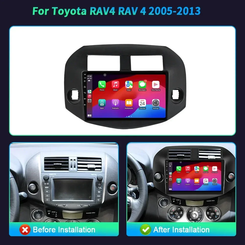 Car Radio Multimedia Navigation Android 14 For Toyota RAV4 RAV 4 2005-2013 4G GPS Wireless Bluetooth Carplay Stereo GPS Screen