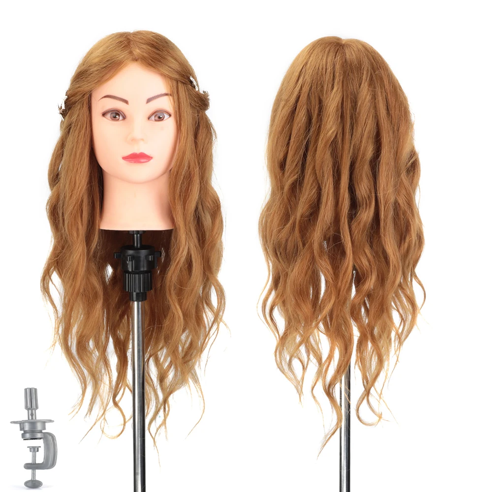 60% Real Natural Human Hair Training Head for Hairdressers Mannequin Head Hairdressing Practice Model for Curling Hairstyles