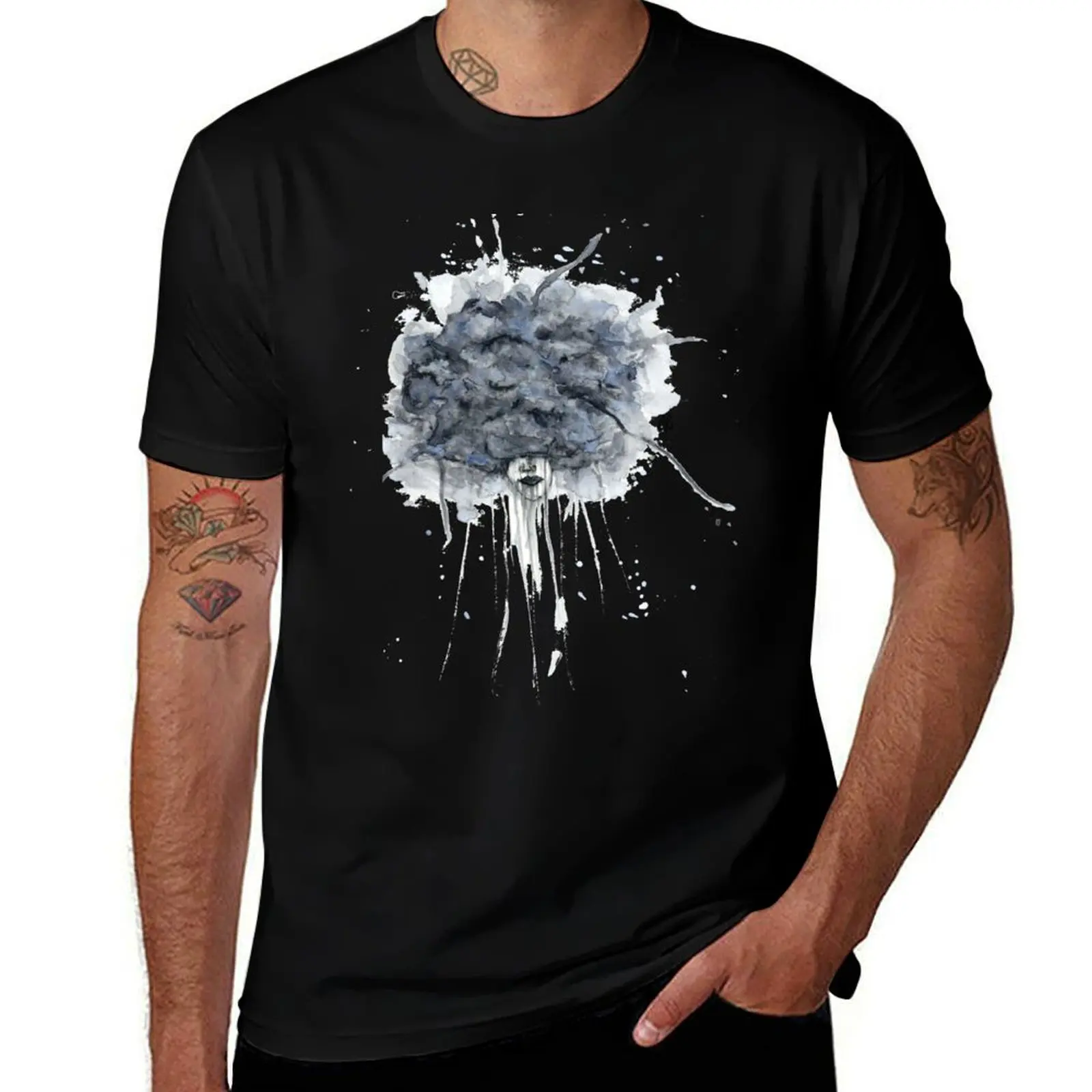 CLOUDED MIND T-Shirt Basic All Season Solid T-Shirt