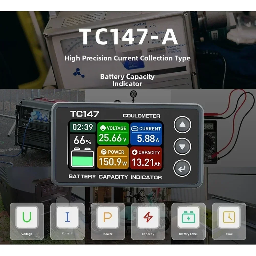 

TC147 Высокоточный кулонометр с цветным экраном, монитор напряжения и тока батареи, дисплей 320×172 пикселей, измеритель напряжения, тока и мощности