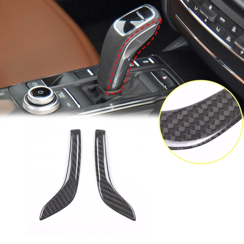 

For Maserati Ghibli Levante Quattroporte 2019-2023 Real carbon fiber car gear handle side bright strip cover accessories 2Pcs