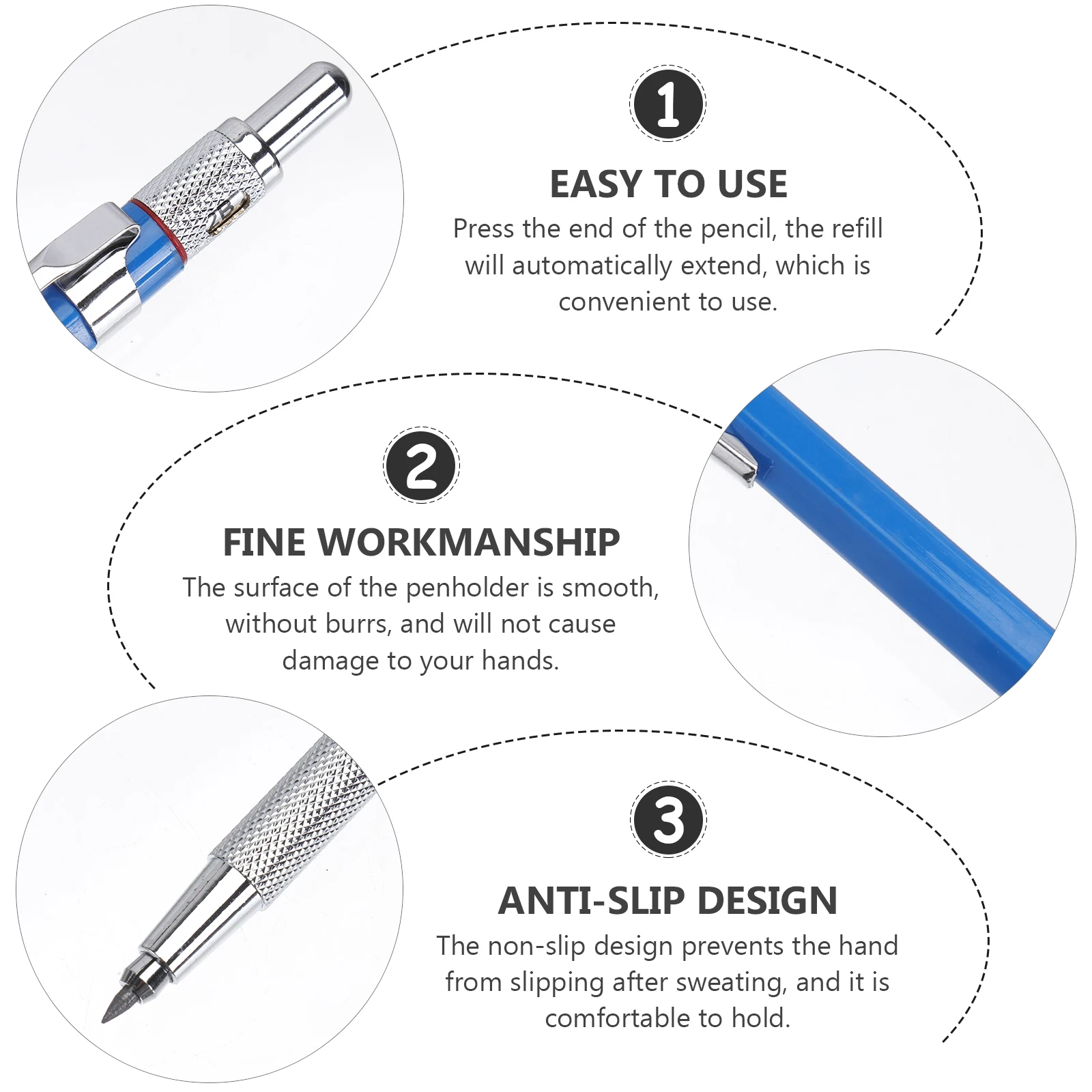 

2 Sets 2.0 Mechanical Pencil Blue Drawing Engineer Marker For Woodworkers Carpenters Automatic Refill Sturdy Portable