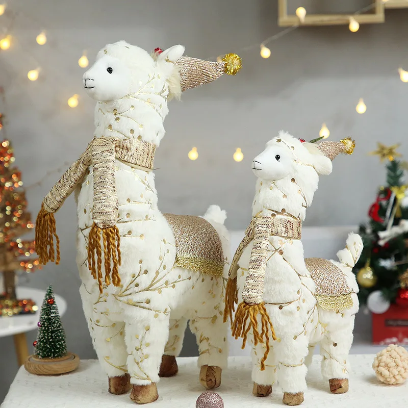 Plush Elk Dolls Christmas Party Decoration Standing Reindeer for Xmas Tree Decor Snowman Toys Figurines Home Ornaments Kids Gift