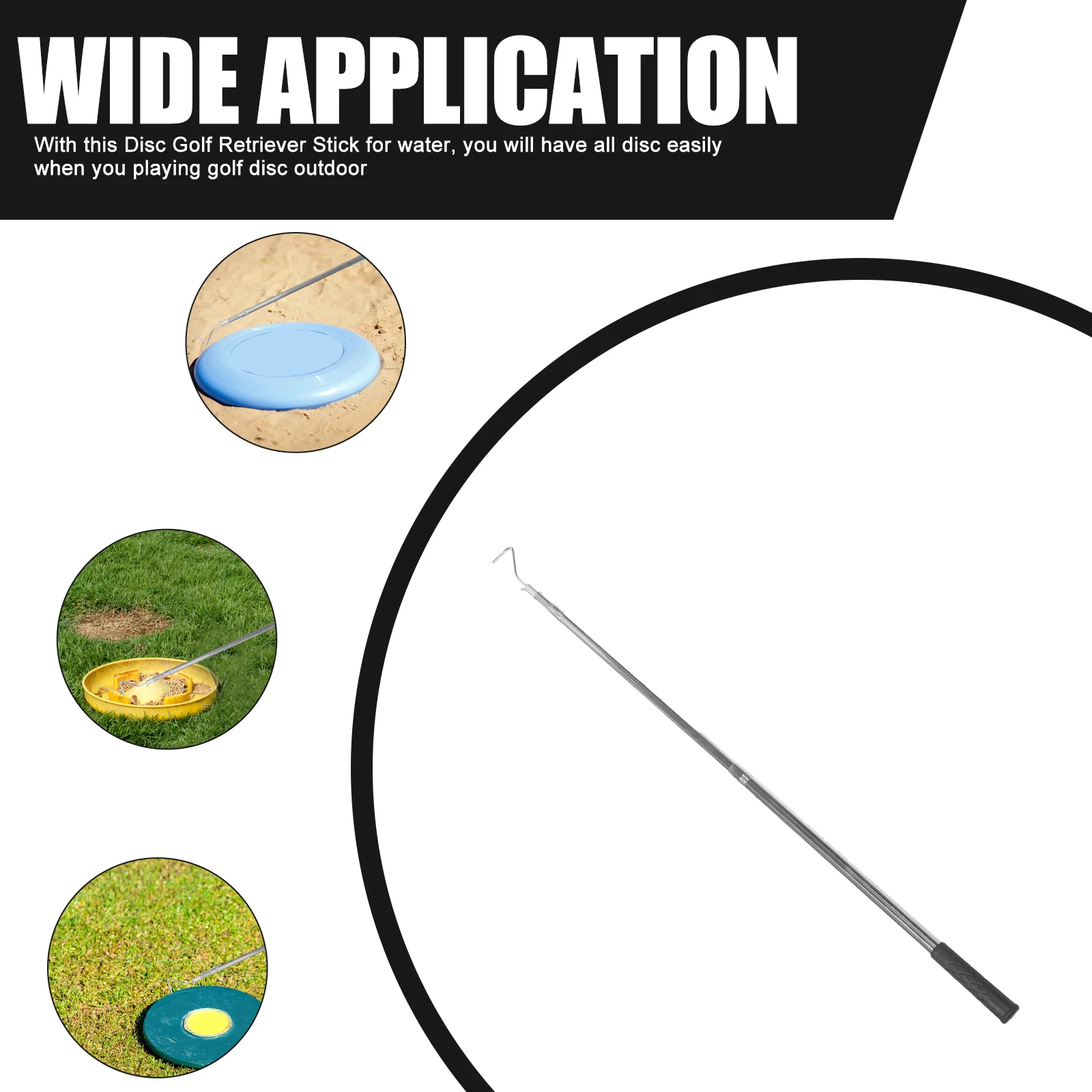 

Golf Disc Retriever Portable Stick Cage Hook Water Adjustable Telescopic Pole Iron Accessories Reusable Metal Rod