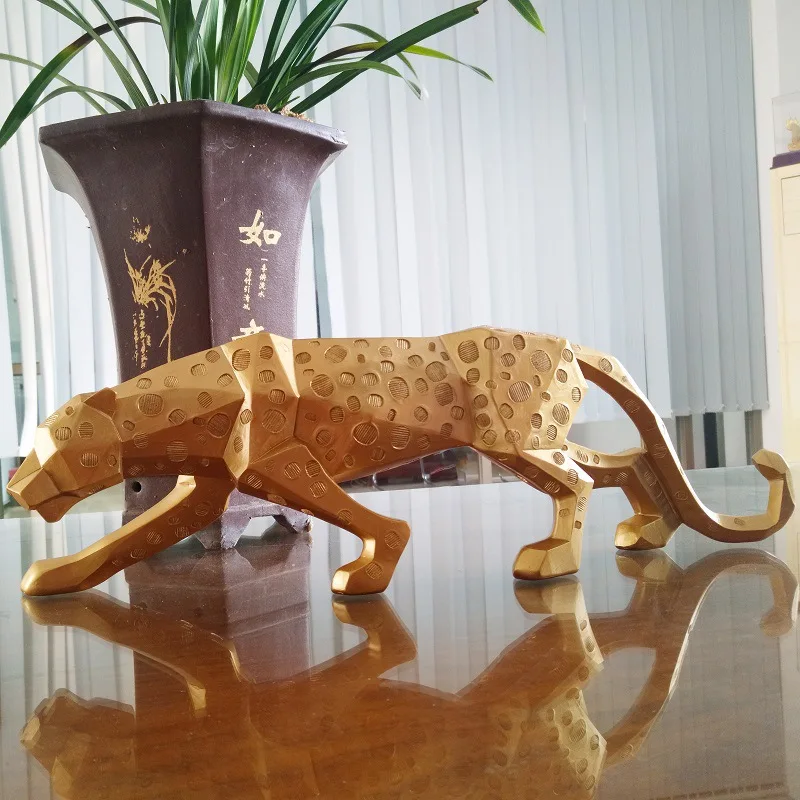 Panther Statue Animal Figurine Abstract Geometric Style Resin Leopard Sculpture Home Office Desktop Decoration Crafts Gifts