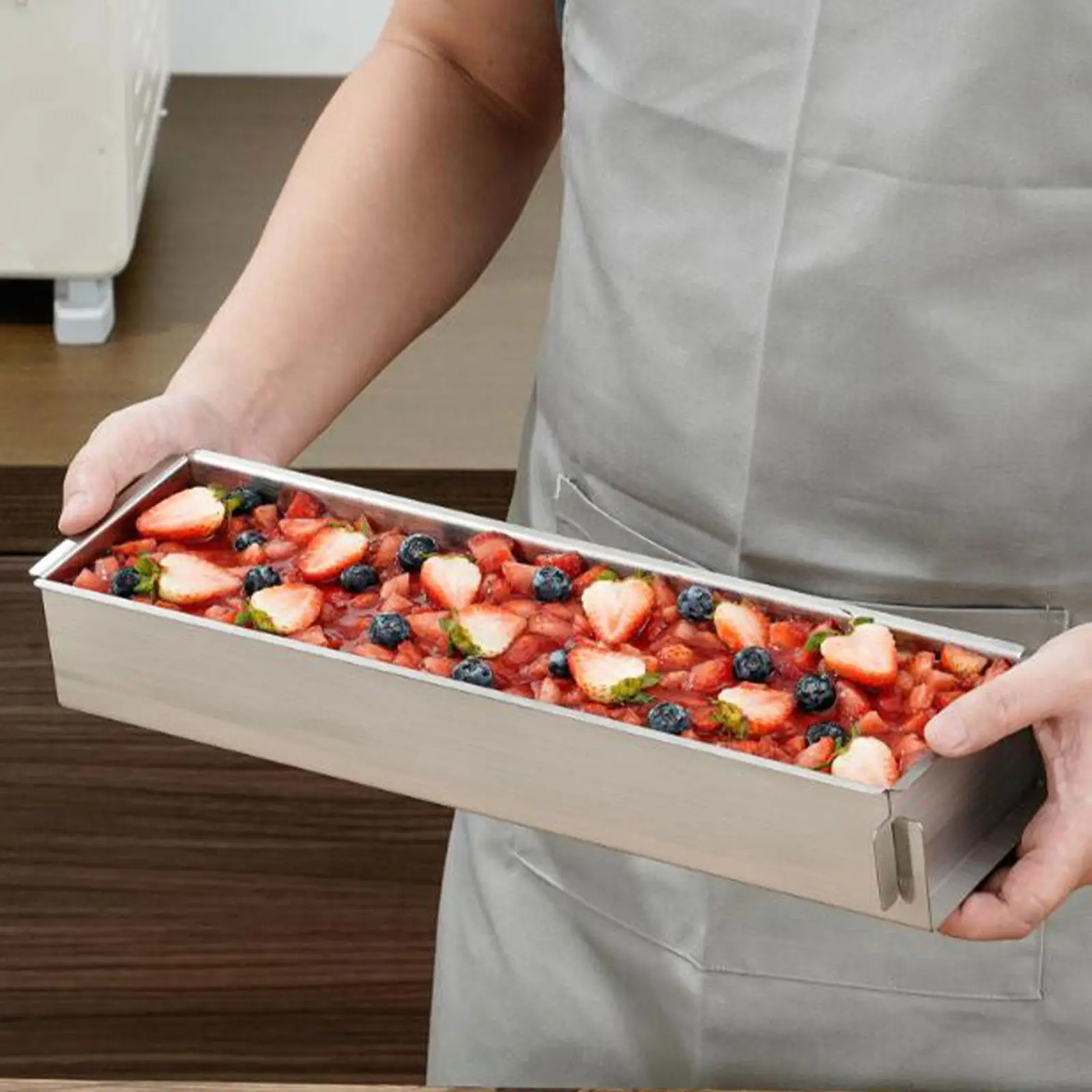

Tiramisu Pan Removable Side Sturdy Easy to Clean Stainless Steel Rectangle Cake Mould Baking Pan for Cake Cheesecake Tiramisu
