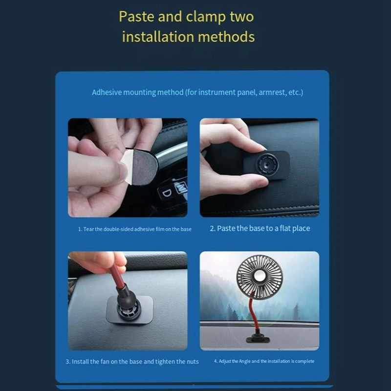 1 PCS USB Portable Fan For Car Backseat Fan 360Degree 3 Speeds Strong Wind 5V Fan With Adjustable Clip Electric Car Seat Fan