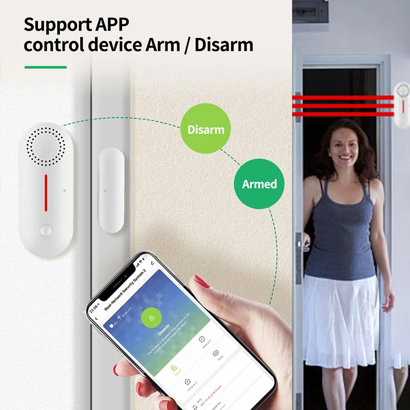 Tuya WiFi Door Window Sensor Door Opening Detector Sound Alarm Smart Life App Remote Control Home Security Protection