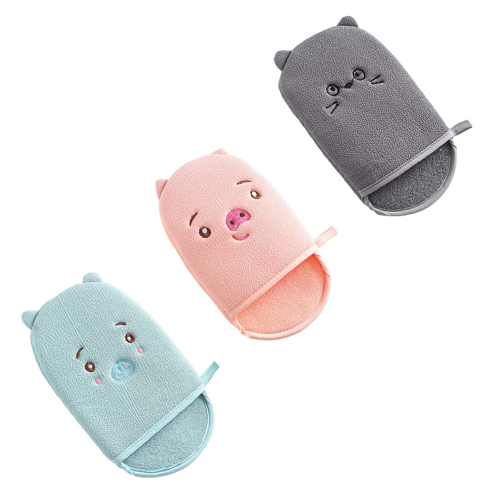

3Pcs Bath Exfoliating Gloves Cartoon Pattern Safe Shower Mitt Body Cleaner Deep Cleaning Glove Home Shower Supplies