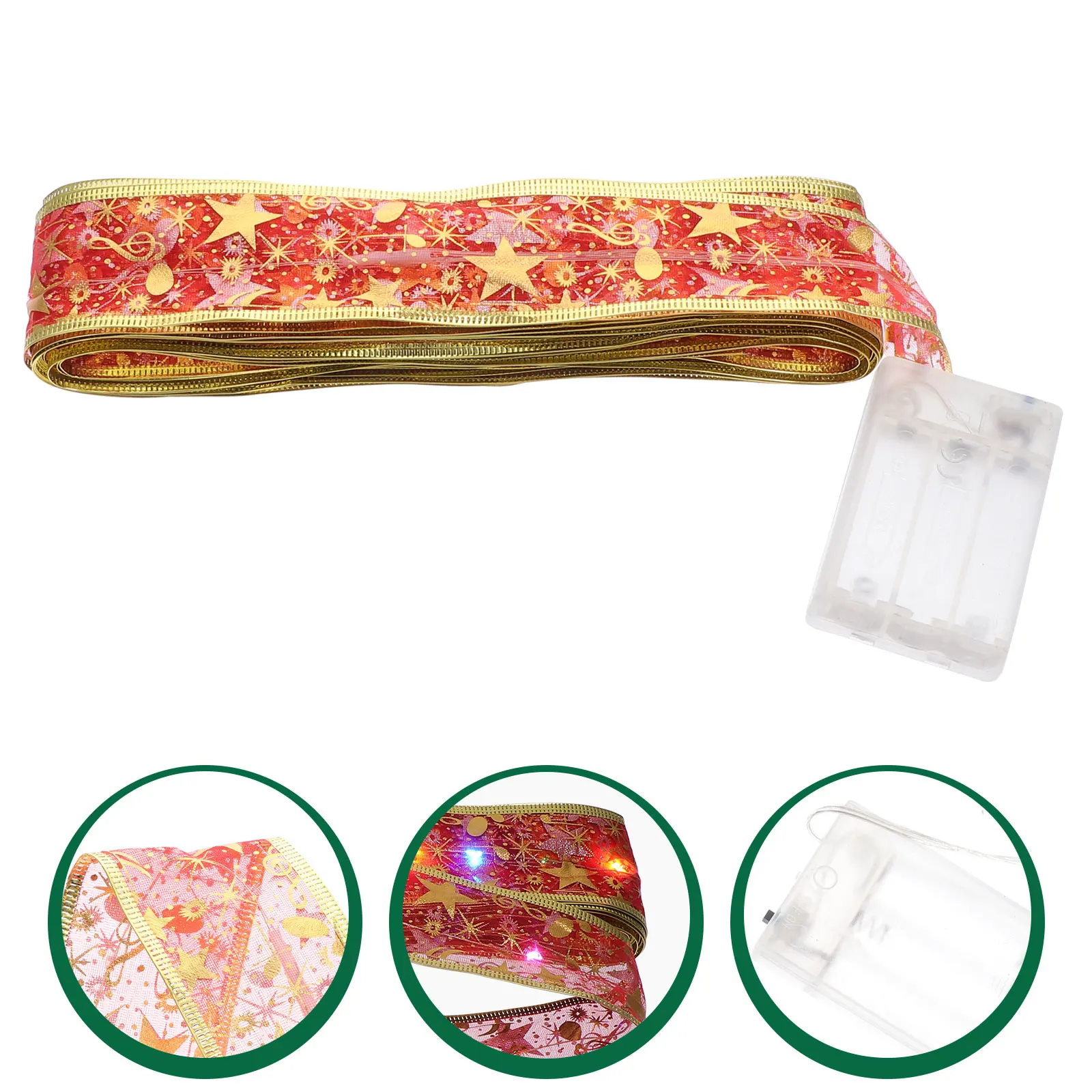 

Christmas Tree Ribbon Lamp String Cloth Wrapped Cloth Wrapping Lamp String LED Lights Red Pendant Party Supplies Xmas Gifts
