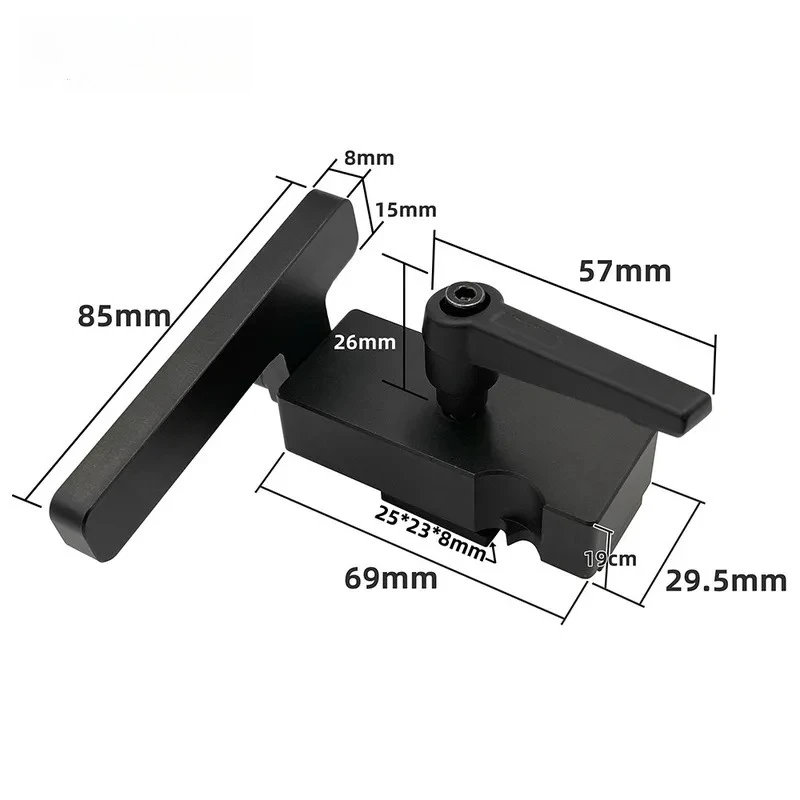 45 Type Woodworking Chute Limiter Aluminum Alloy with Pointer Guide Rail Slider Positioner for DIY