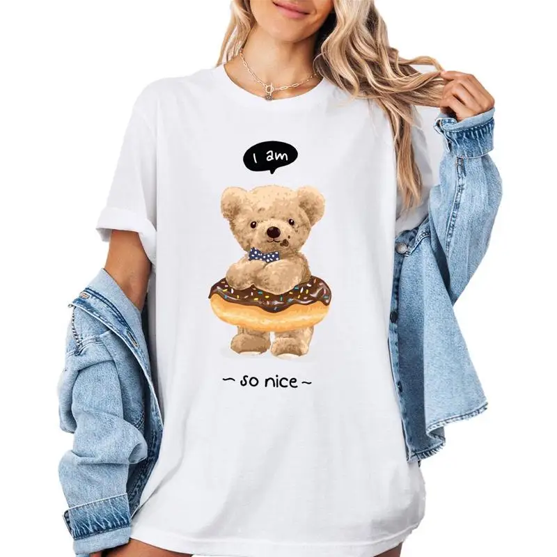 

Donut Bear T Shirt Funny Animals For Birthday Cute Vintage Lovers Foodie