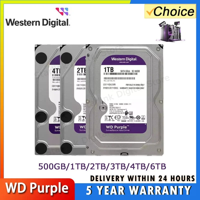 WDPurple4TB1TB2TB3TB6TSurveillanceInternalHardDriveDisk3.5"64MCacheSATAIII6Gb/sHDDHDHarddiskforCCTVDVRNVR