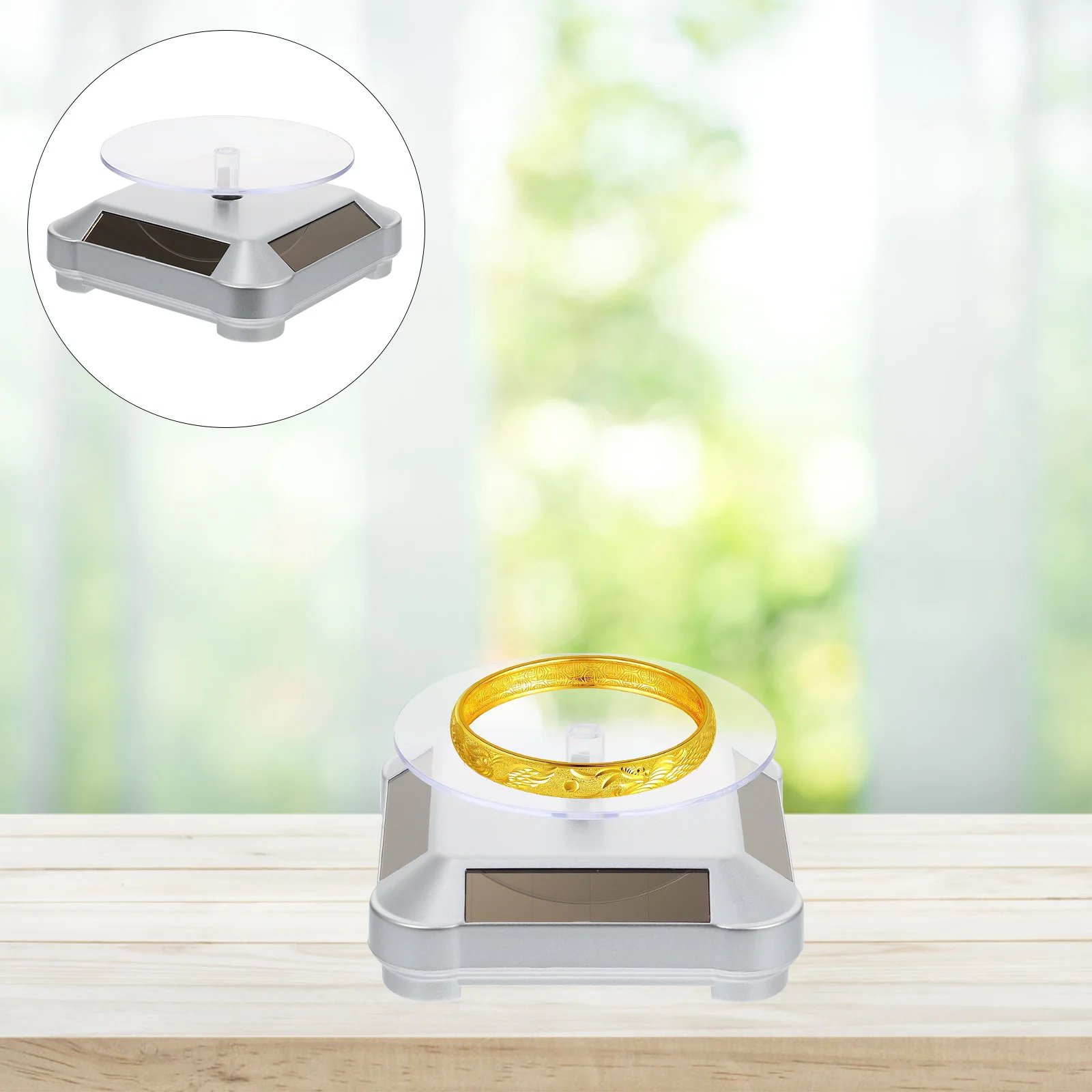 

1Pcs Jewelry Display Rack Rotating Stand Two-Way 360 Degree Automatic Rotation Solar Energy Booth Jewelry Exhibition Holder
