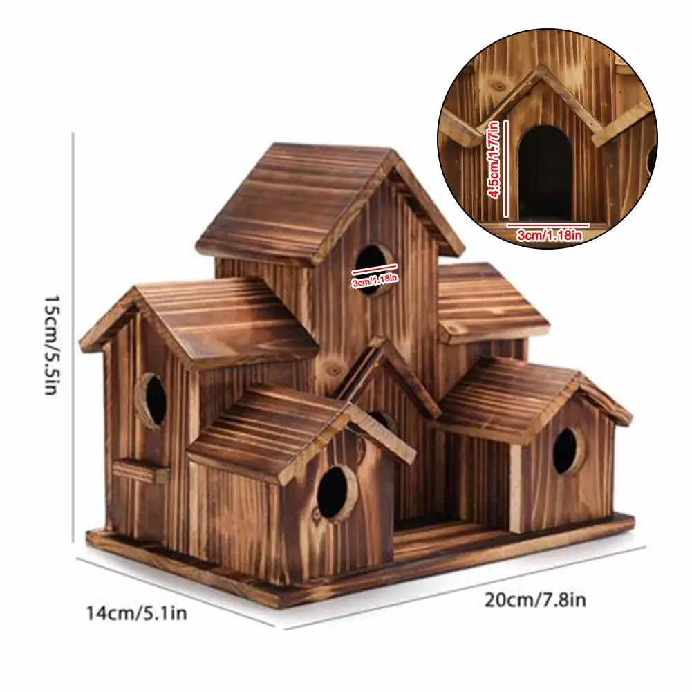 Wooden Outdoor Parrot And Hummingbird Nest Countryside Pendant Solid Wood Decoration Bird Feeder Hanging Bird House
