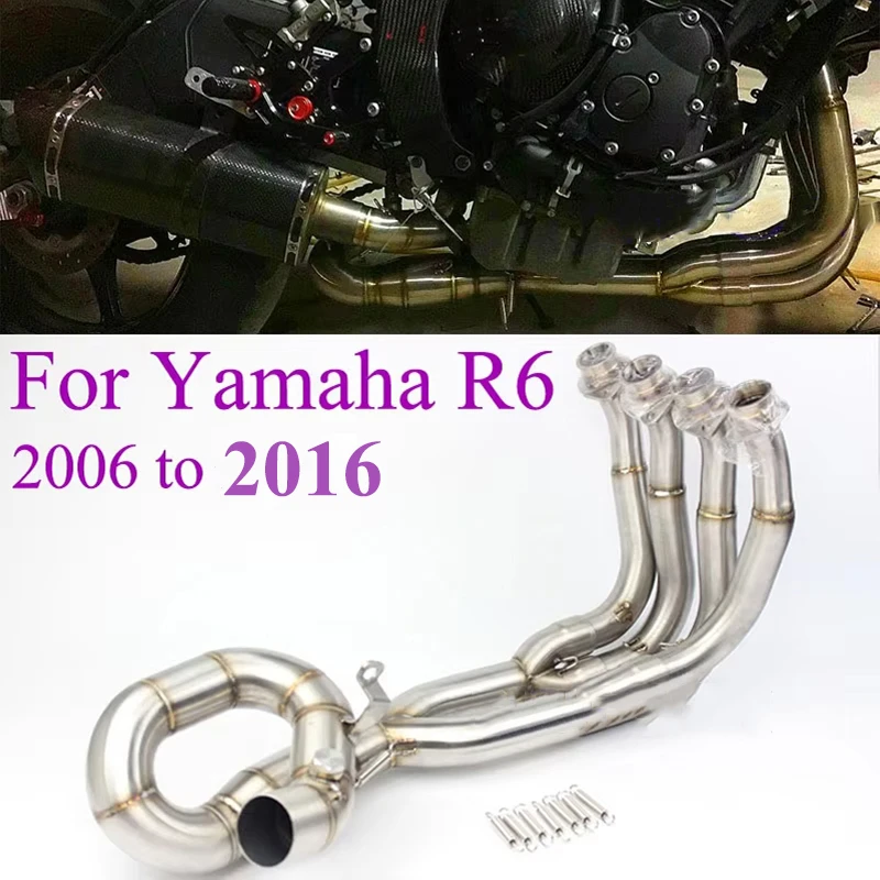 Motocross-Auspuff, komplettes System, Motorrad-Front-Mittelrohr-Schalldämpfer, Fahrrad-Slip-on-Edelstahl-Verbindung für R6 YZF