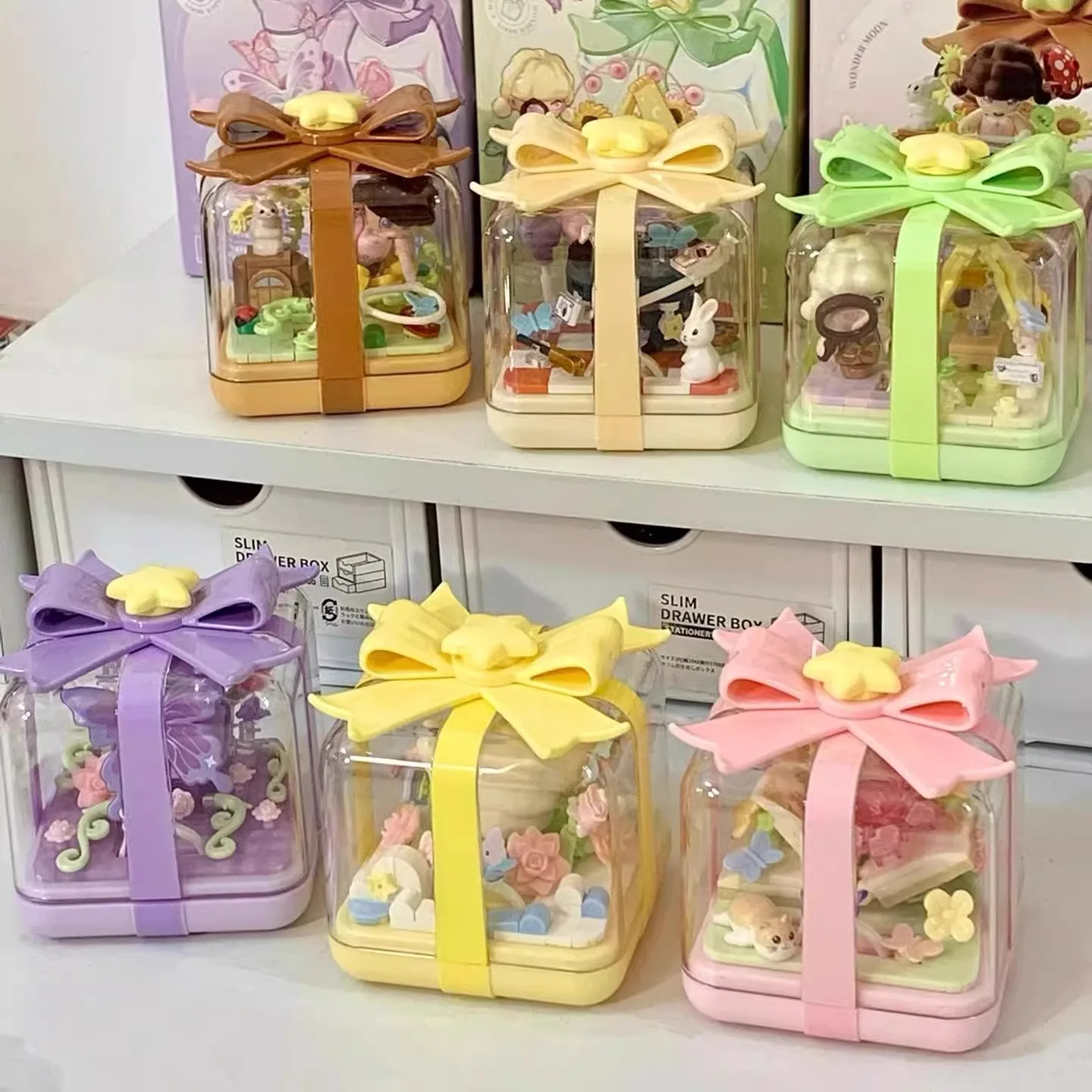 

Moonlight Society New Building Blocks Flower Wish Fingertip Assembled Ring Box Ornament Valentine's Day Holiday Gift